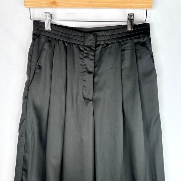 NWT Forever 21 Black Satin Pleated Wide Leg Pants Small - Picture 3 of 7